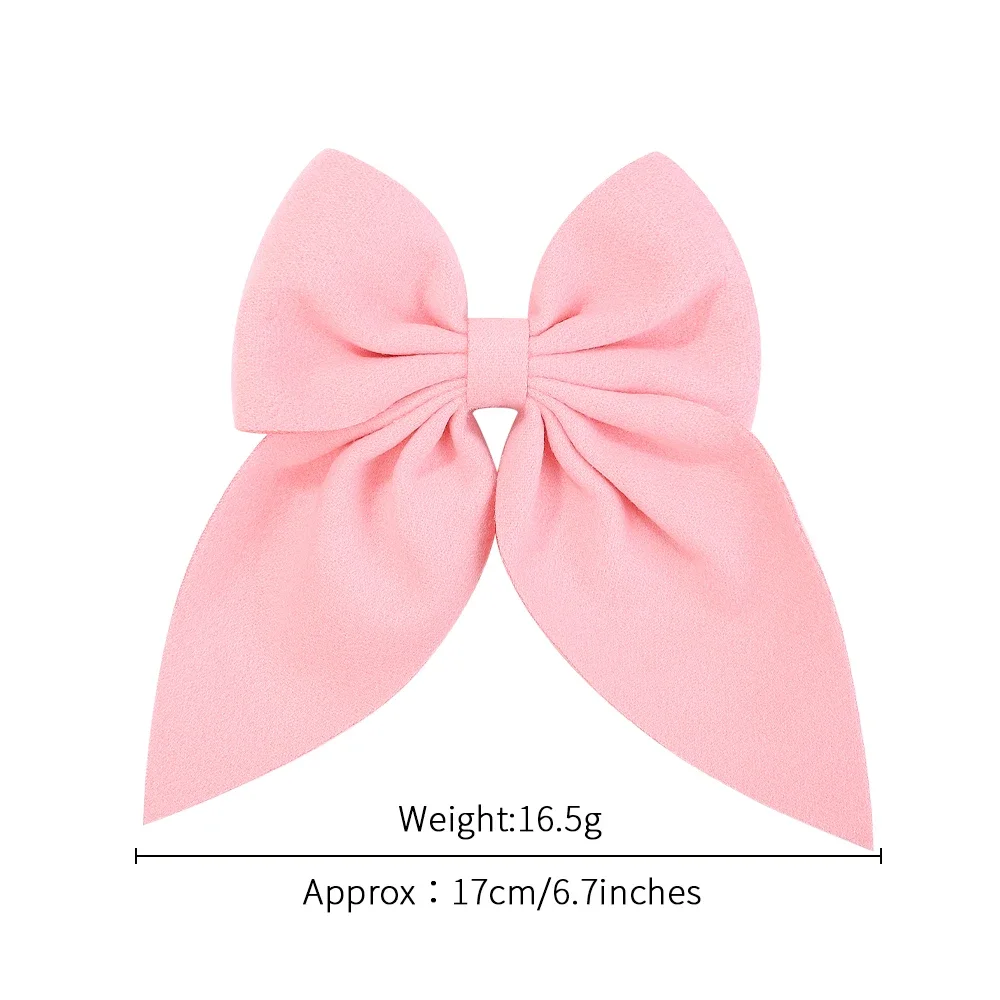 Pink 6Inch New Sweet Solid Bowknot Hair Clips Gilrs Big Hairpins Ribbon Batterfly Barrettes Duck Bill Clip Baby Hair Accessories