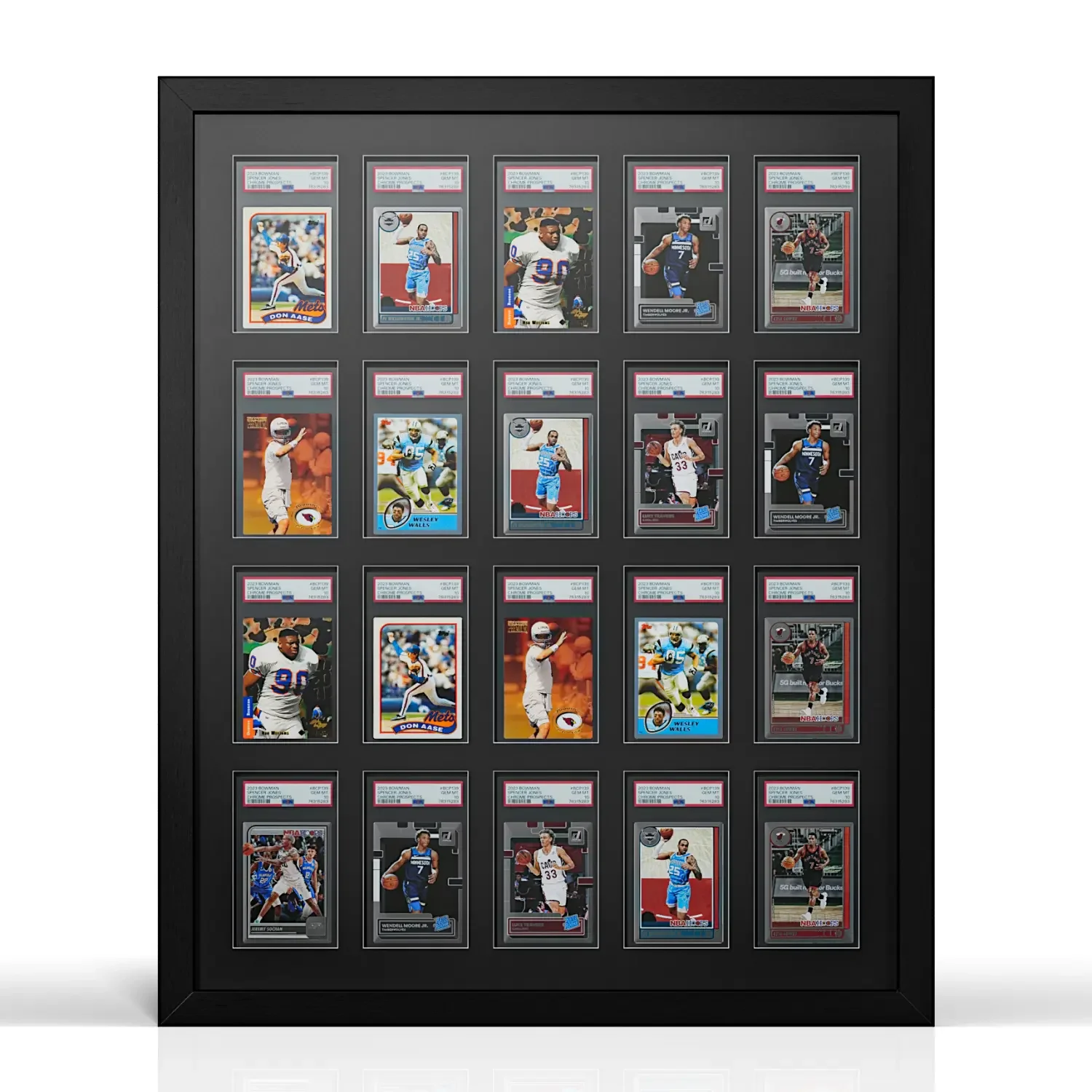 Wall-Mounted Trading Card Display Case - Wood Fiber Board Collector's Sleeve, 20/30-Grid Protective Frame for TCG, PTCG, Sports