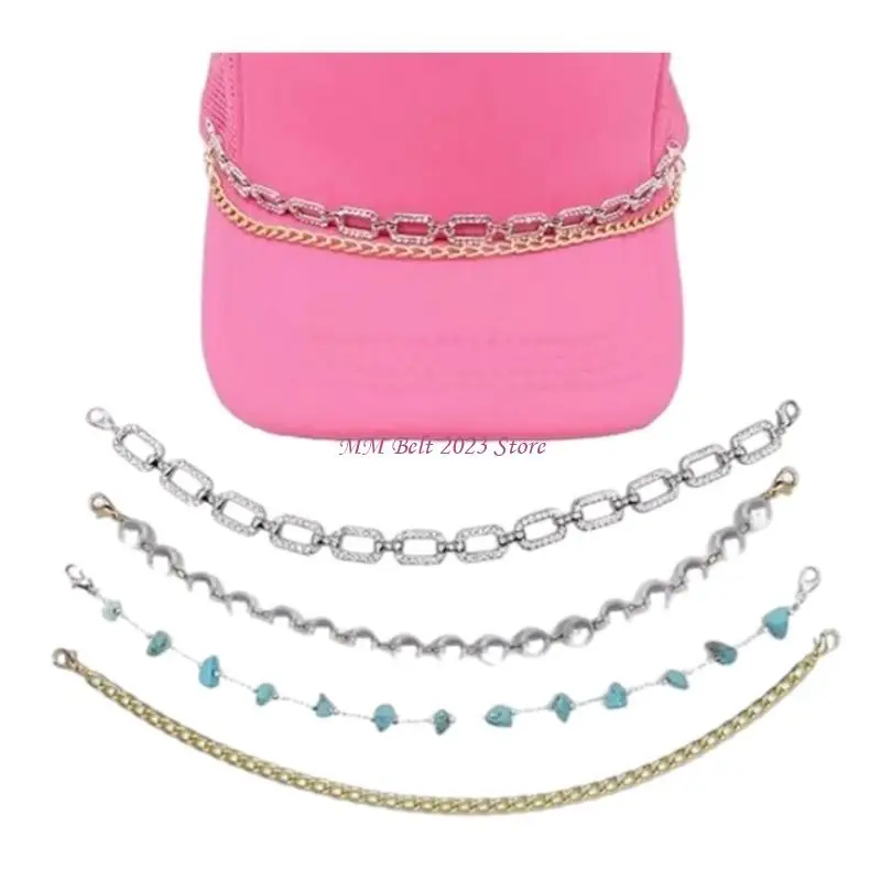 

49ME Универсальные шляпы унисекс с цепочками, костюм из нестандартных сплавов, стильная шляпа с цепочкой для вечеринки