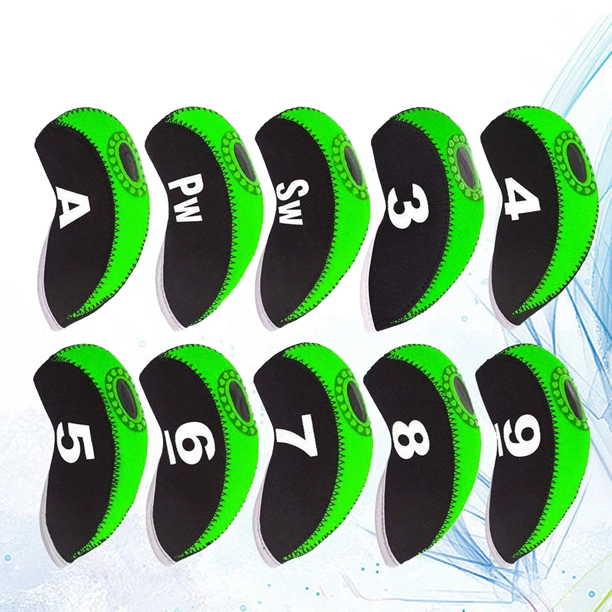

10Pcs Golf Head Covers Iron Set Neoprene Club Protectors Smooth Slide Off No Jamming Ideal for Daily Use and Gifting
