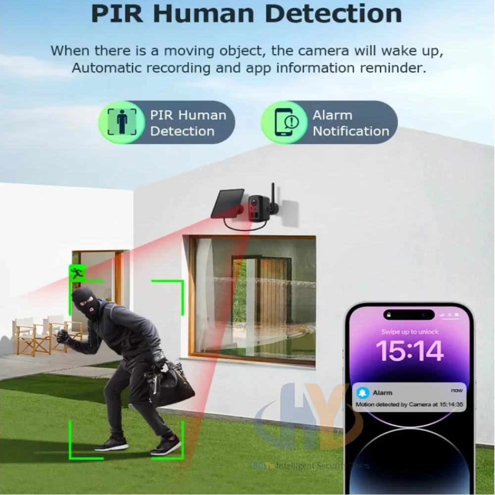 كاميرا مراقبة تعمل بالطاقة الشمسية للمزرعة والعقدية والفيلا تعمل بالواي فاي، كاميرا Home Hub Combo Kit IP، كاميرا مراقبة فيديو للأمن الخارجي #5