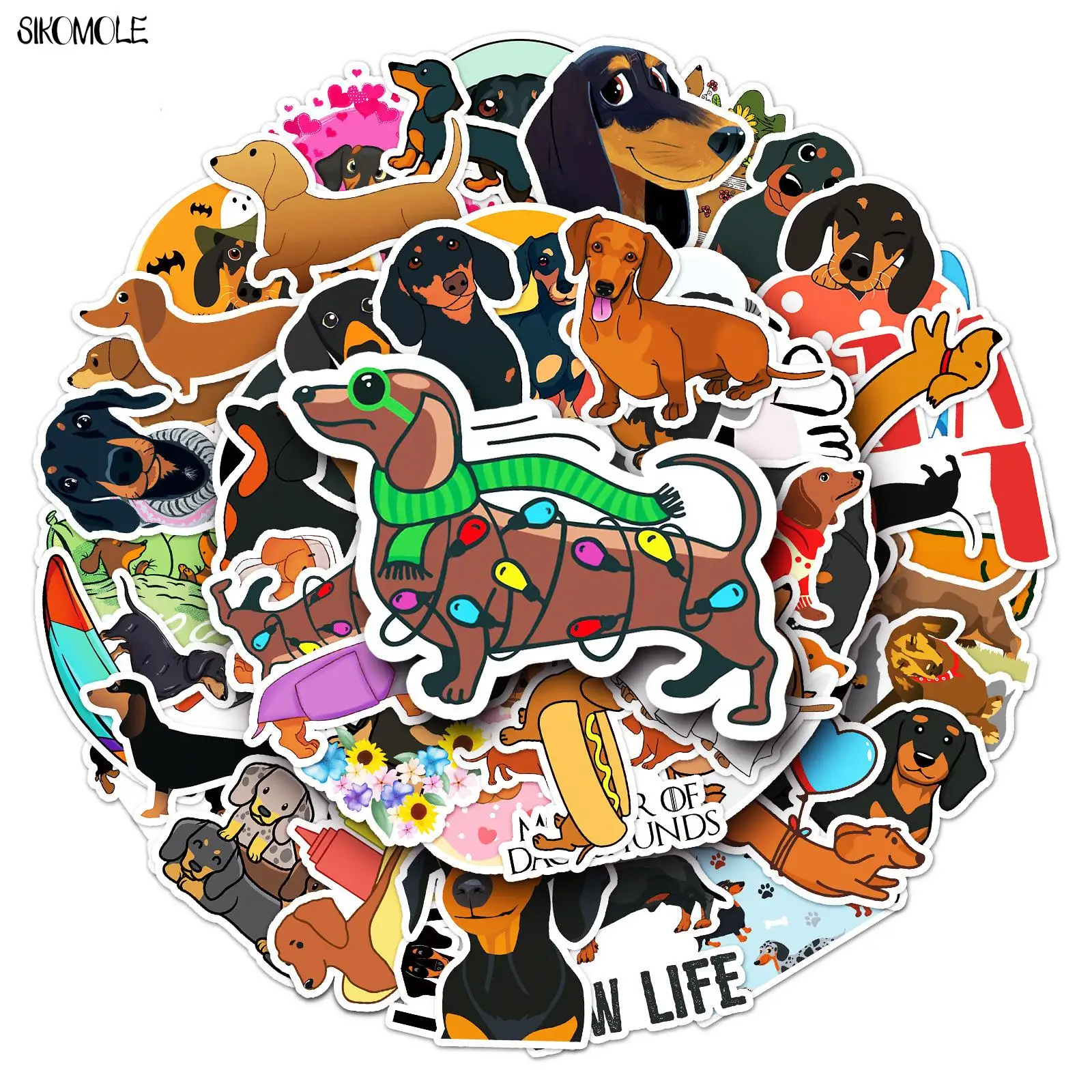 10/30/50PCS Cartoon The New Sausage Dog Stickers Animals DIY Skateboard Laptop Motorcycle Car Graffiti Sticker Decals Kid Toy F5