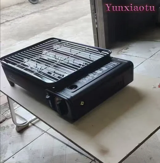 New Portable Camping Gas Stove with BBQ Grill Griddle Plate Windproof Multifunctional Butane Burner for Outdoor