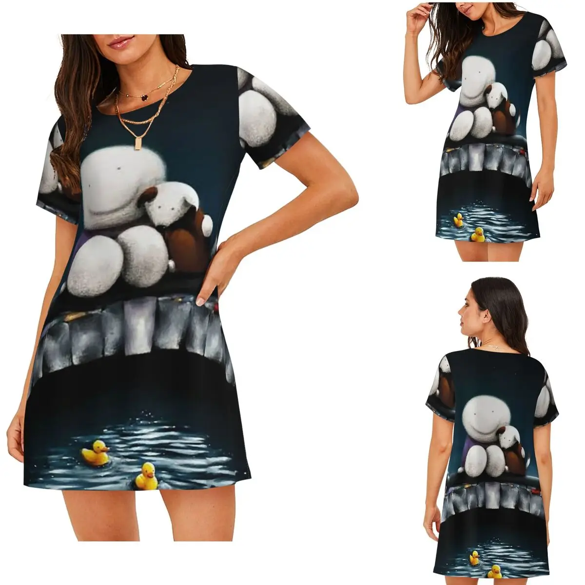 

Custom Doug Hyde Short Sleeves Nightdress For Sleeping Sleepshirts Women Short Sleeve Nightgowns Loose Pajama Dress