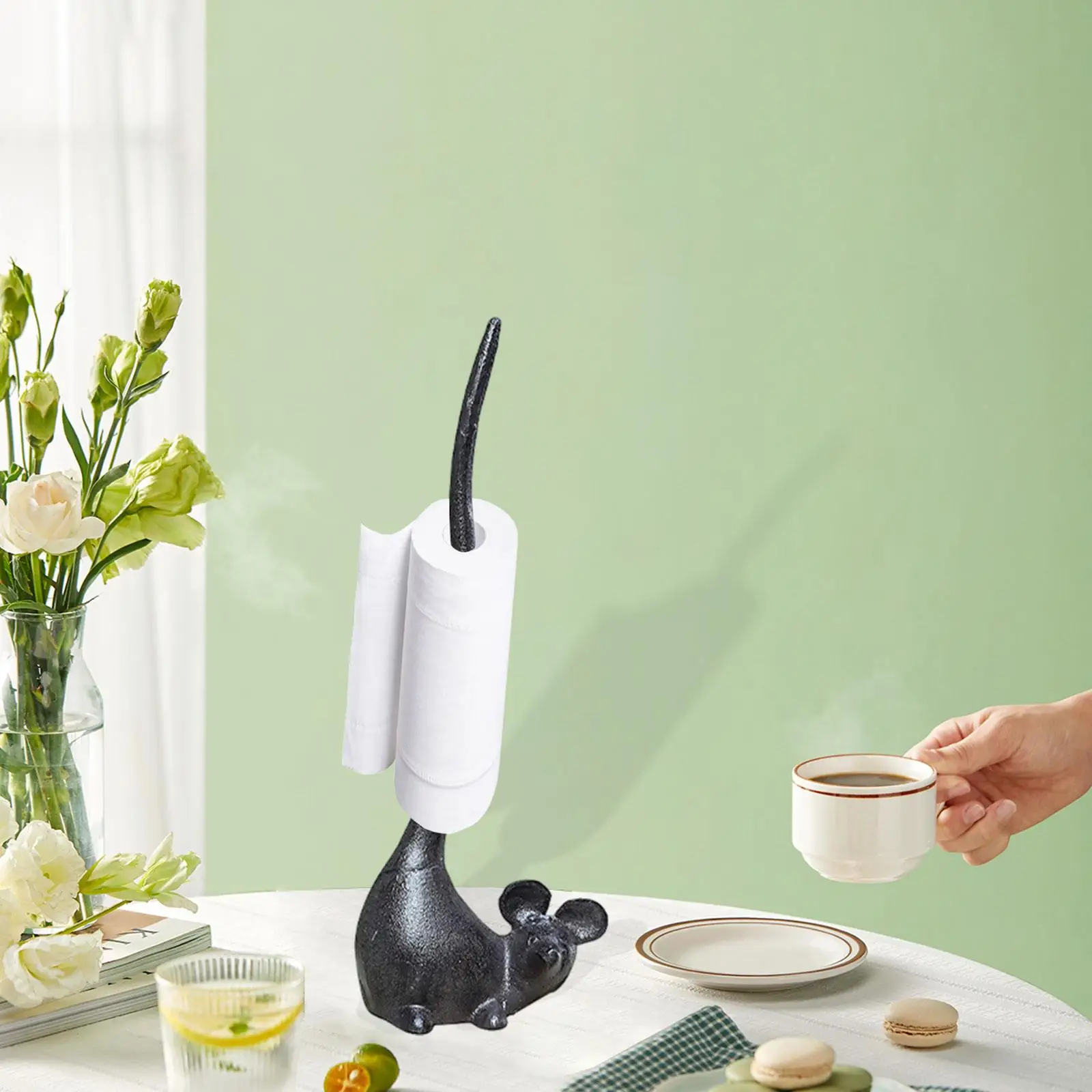 

Держатель для бумажных полотенец Чугунный декоративный держатель для рулона бумаги Отдельностоящая подставка для бумажных полотенец для кухонного обеденного стола Аксессуар
