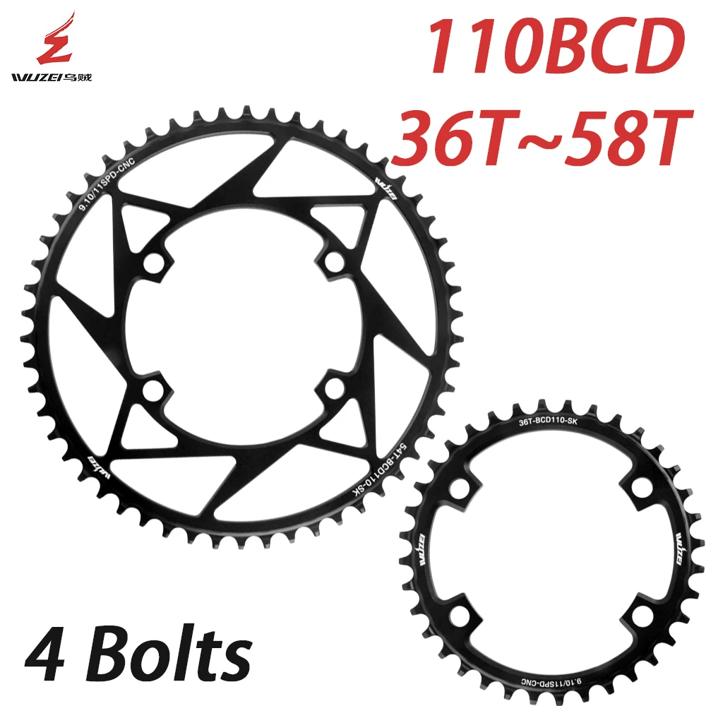 WUZEI közúti Bicaj chainring 110 BCD Lánckerék 4 Felcsavar chainwheel Beszűkül Bő Csillagzat 110BCD Bicikli Betetőz számára shimano R7000 R8000