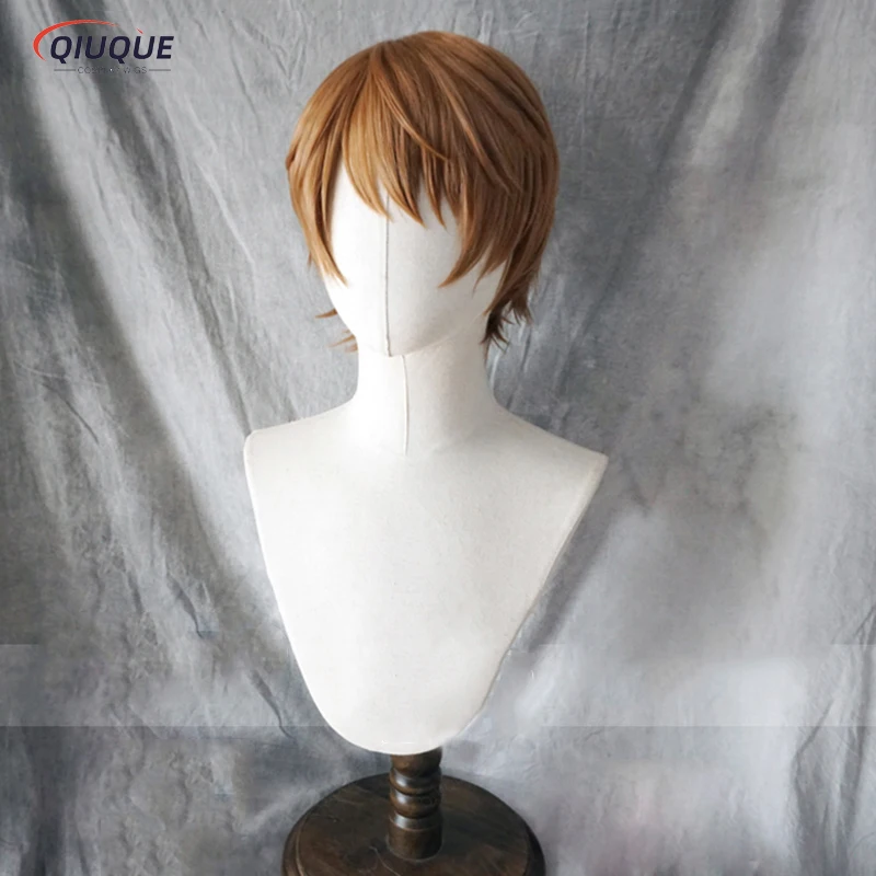 Anime Yagami Light Cosplay Peruca, Castanho curto, Resistente ao calor, Cabelo sintético, Perucas de festa de Halloween, Boné peruca