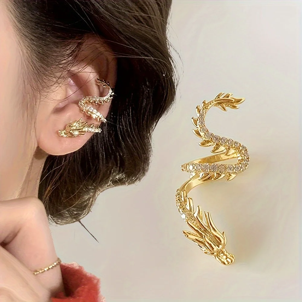 1Pcs Exquisite Dragon Shaped Ear Clip Light Luxury and High-end Earrings for Women Perfect for Daily Wear and Party Gifts