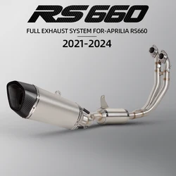 전면 링크 파이프 카본 팁 머플러, DB 킬러 포함, 오토바이 배기 전체 시스템 개조, Aprilia RS660 RS Tuono 660 2021-2024