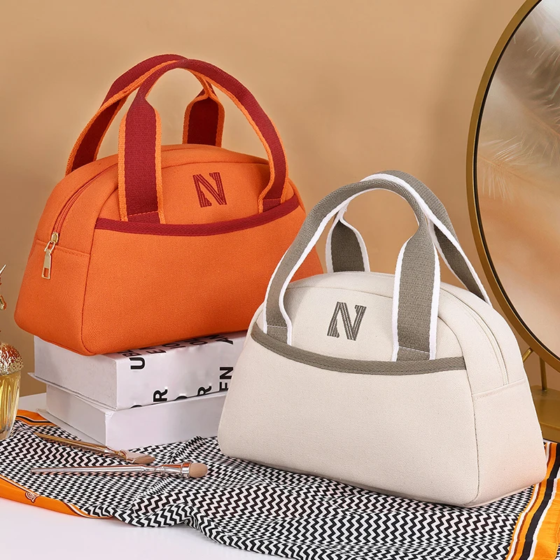 Solid color portable large capacity cosmetics toiletries sundries storage bag travel wear large handheld cosmetic bag