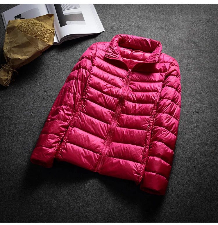 Schinteon Ultralight White Duck Down Jacket Spring Autumn Warm Slim Zipper Women Fashion Light Down Coat 13 Colors S-7XL