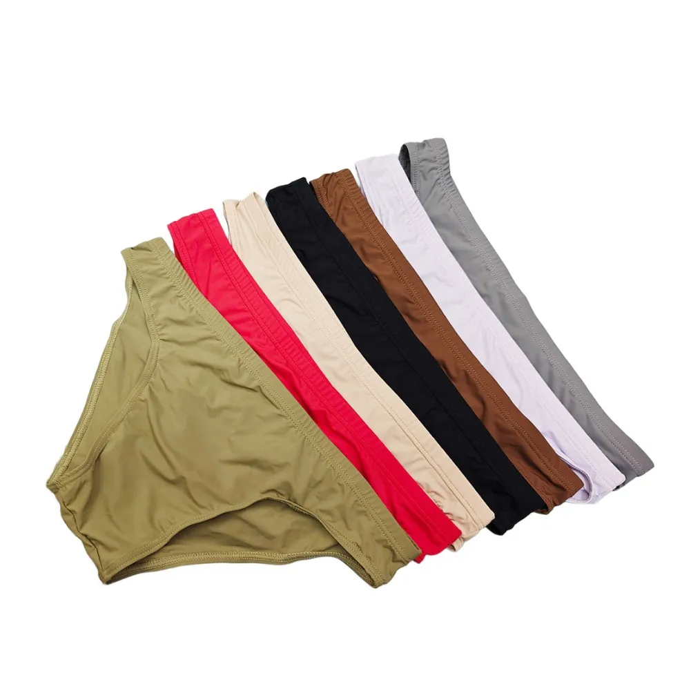 Silky Comfortable Men Low Waist No Pouch Tight Fitting Briefs Underwear Solid Color Breathable Daily Simple Panties