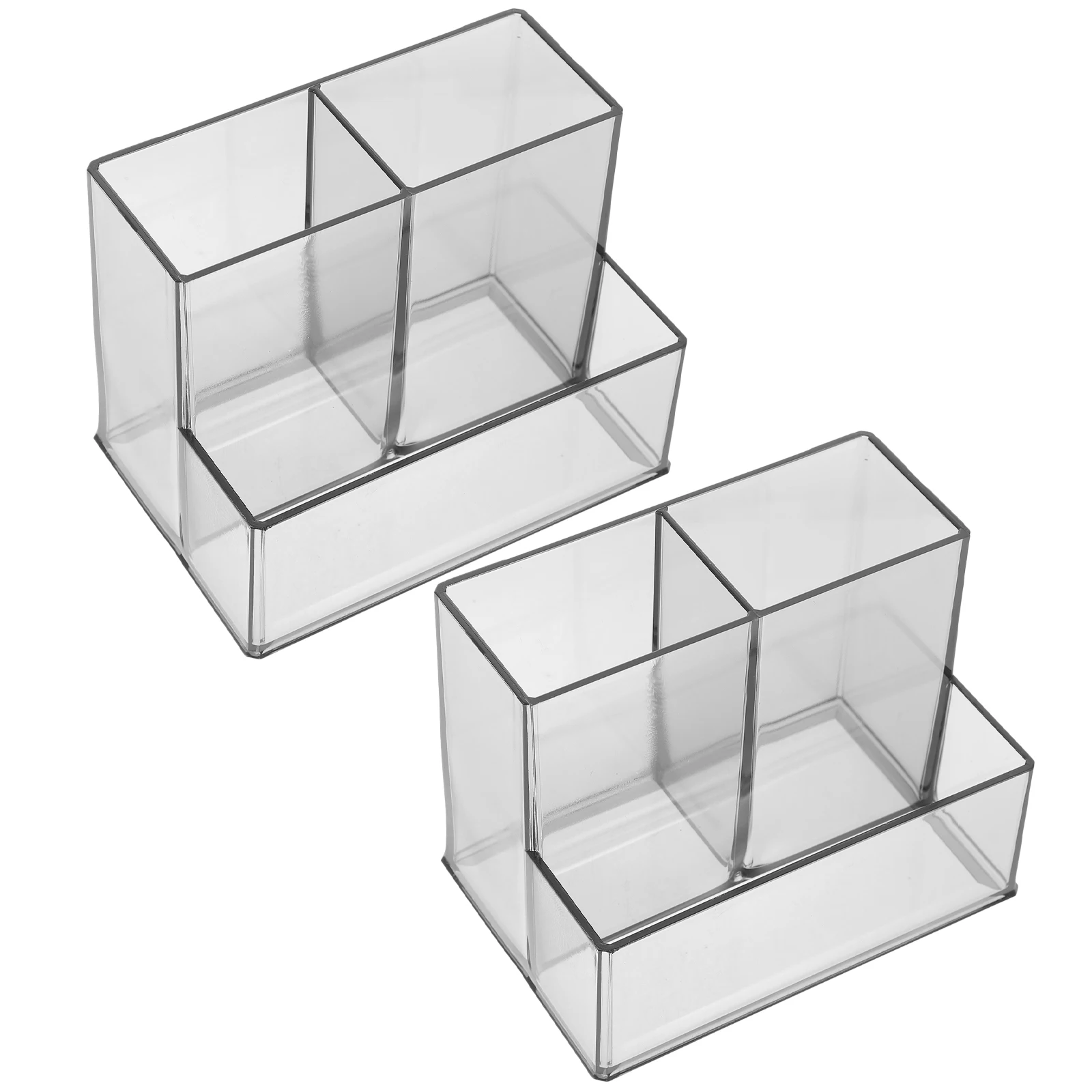 

2 Pcs Mini Pen Storage Box Desk Makeup Organizer Acrylic Pencil Container