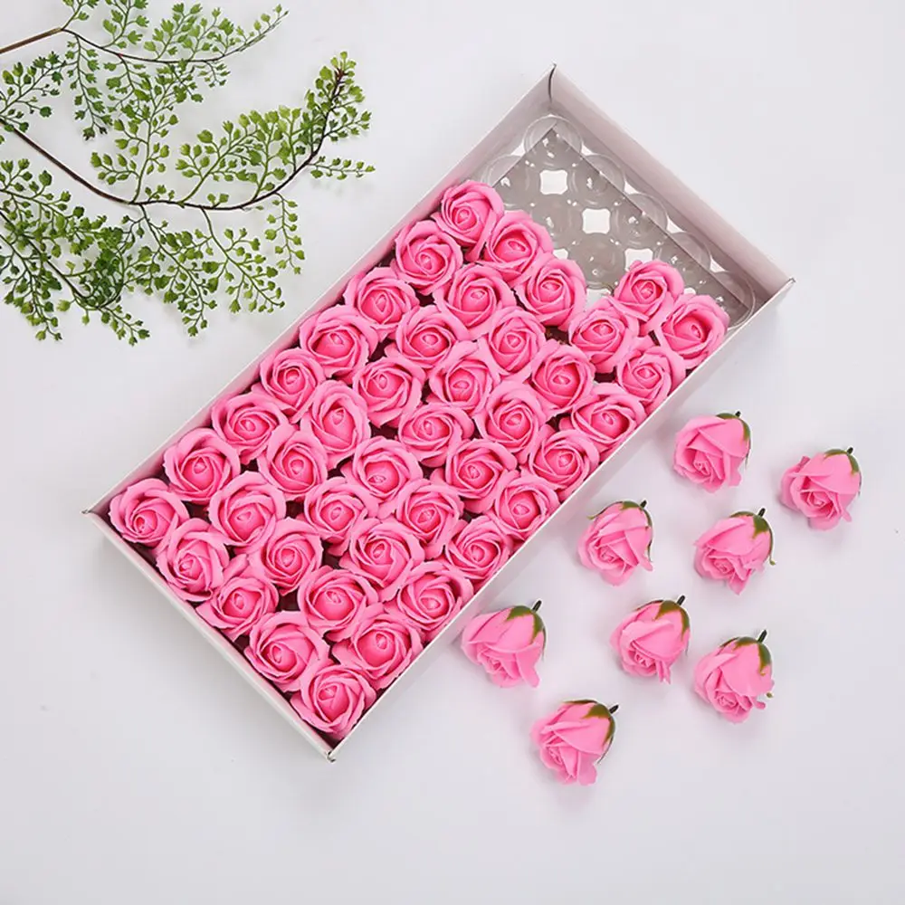 

50pcs Soap Rose Flower Wedding Wall Home Garden wreath Decor Holiday Party Diy Gift box Bride bouquet Wrist Flower Accessories