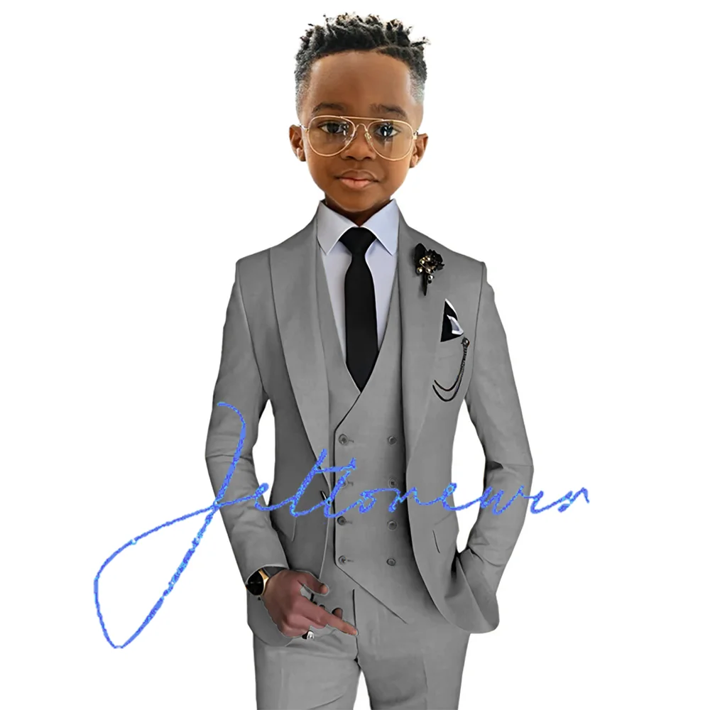 Jongens Pak 3 Delige Set Gele Jas Broek Vest Bruiloft Kids Smoking Custom Outfit Mode Blazer Jongens Pak