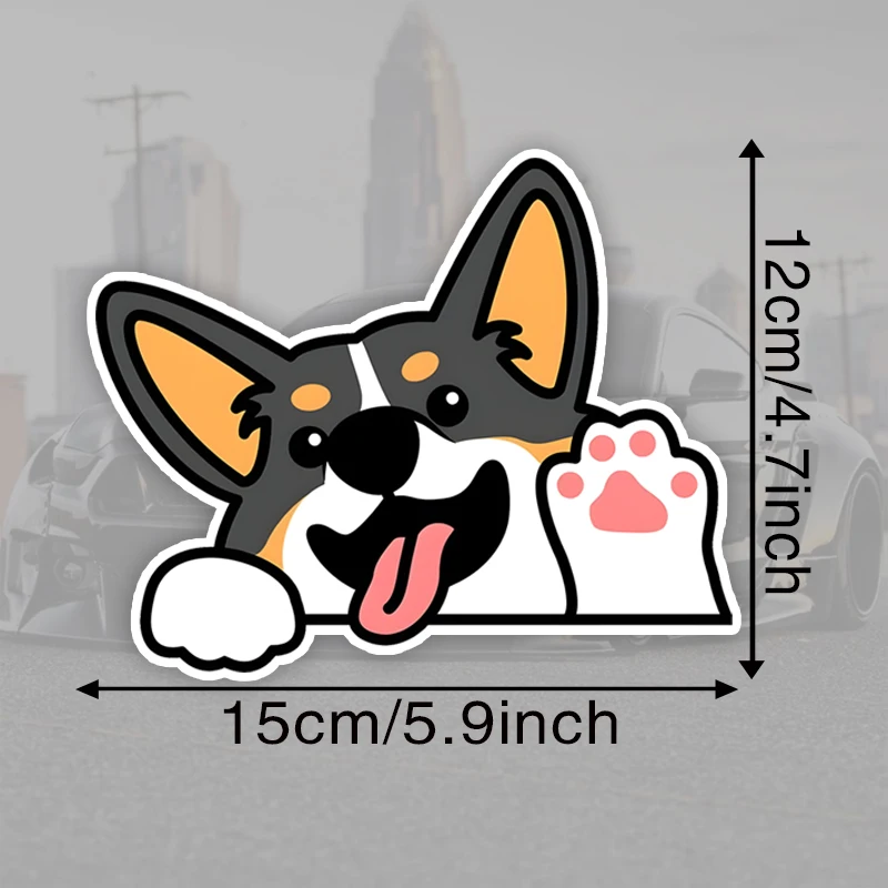 15x12cm Cute Cartoons Corgi Car Stickers Scratch Covering Self-Adhesive Waterproof Decal Motorcycle Decorative Accessories