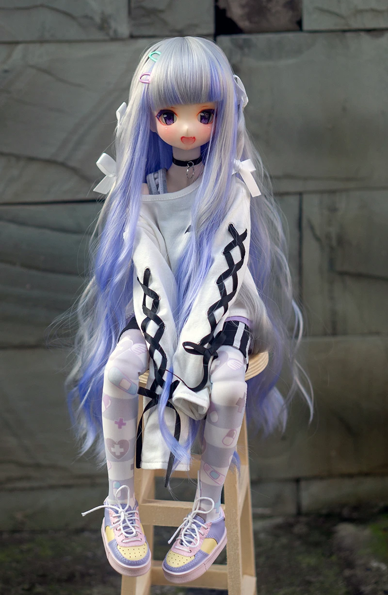 1/3 Bjd Wig Gradient Color Long Curly Hair 1/4 BJD MDD Doll Wig Anime Style Hair Accessories DIY Dress Up Female Toy for Girls