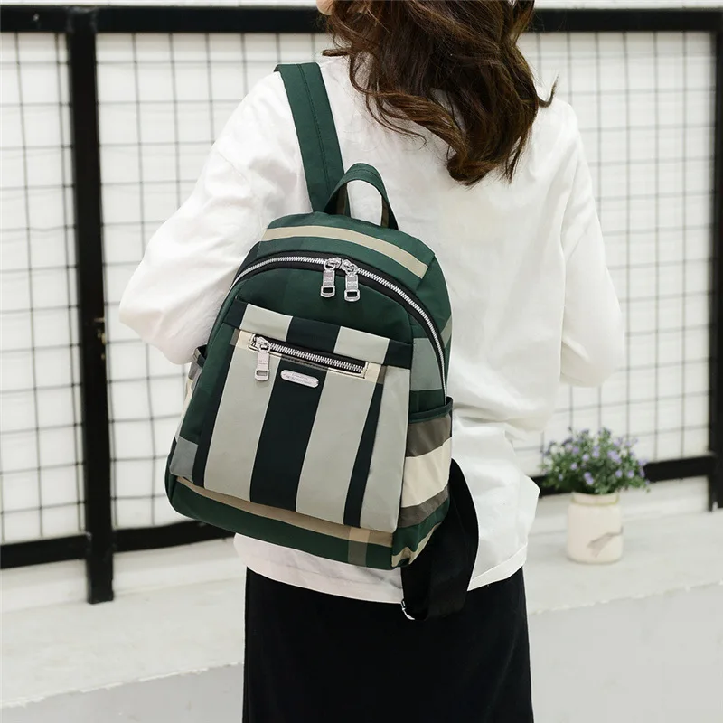 2023 New Casual Vintage Plaid Backpack Women Waterproof Nylon School Bags for Teenage Girls High Quality Fashion Travel Rucksack