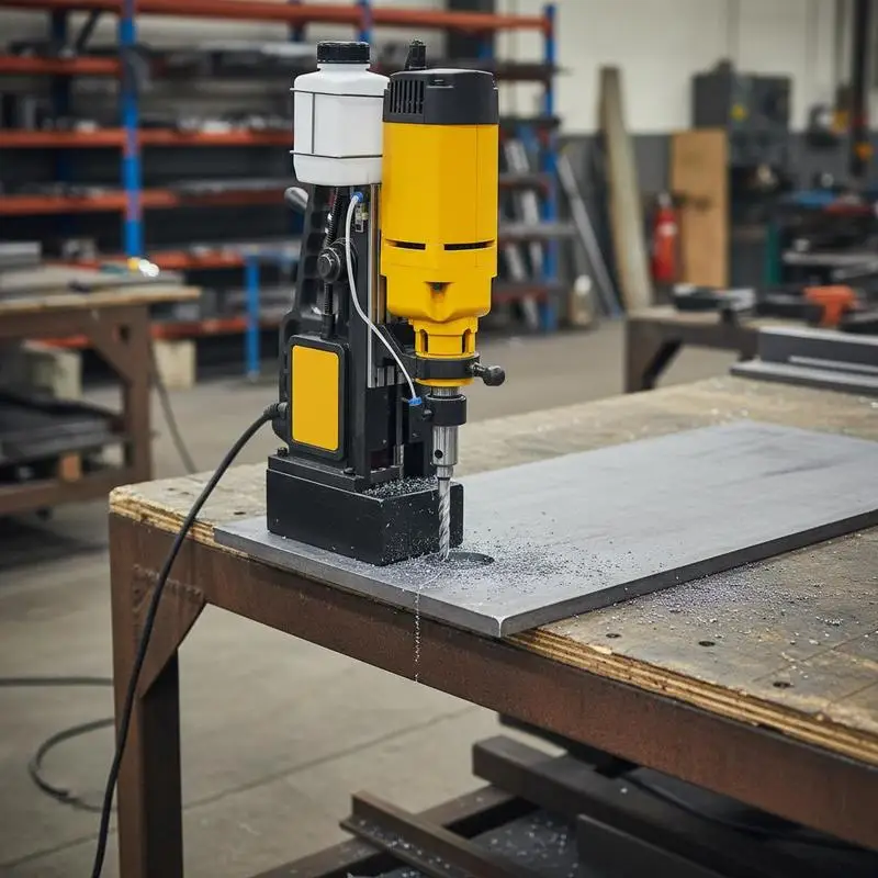 

Stepless Speed Magnetic Drilling Machine 2x2 Inch For Metal Fabrication Bridge Construction Railway Engineering, 1680W 2922lbf Boring Tool 300RPM Yellow Black Heavy Duty Industrial Press