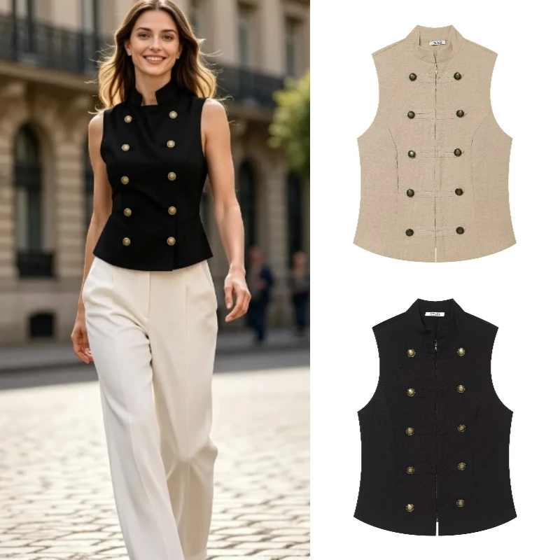 

Women's Slim Fit Sleeveless Button Down Shirt 2026 Summer New Versatile Design Commuter Fashion Casual Wear