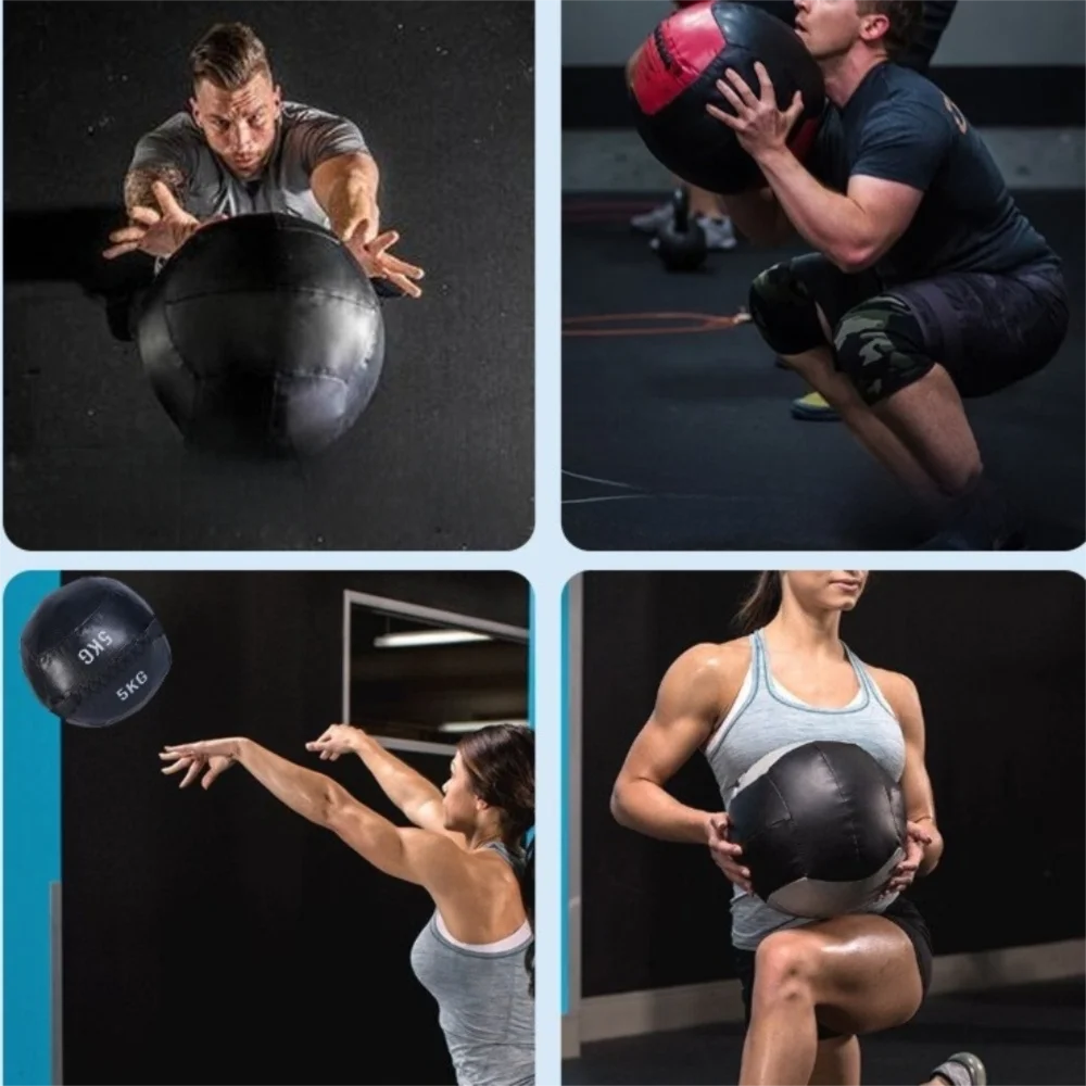 Bola de Medicina Criativa em Couro PU 2/3/4/5KG Colorida para Exercícios, Relaxamento Muscular, Treinamento de Core e Yoga – Equipamento Esportivo