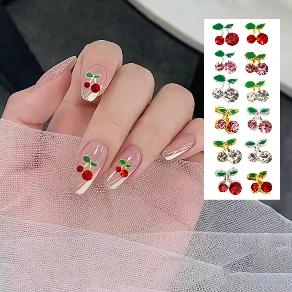 Diy Nail Art 10pcs Cherry Nail Art Rhinestones Set Three-dimensional Alloy Fruit Decorations Sparkling Beauty for Manicure