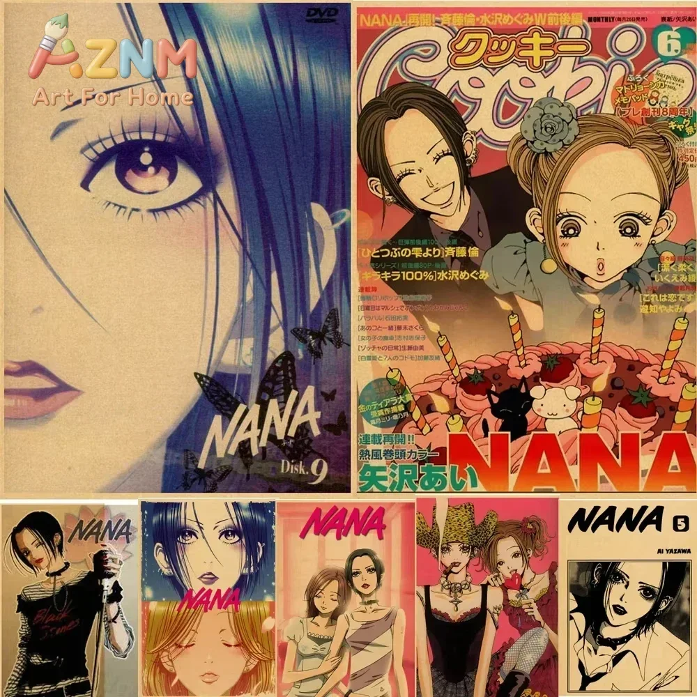 AZNM NANA Anime Canvas Wall Art Vintage Manga Magazine Cover Ai Yazawa Character Canvas Print Bedroom Home Decor Poster