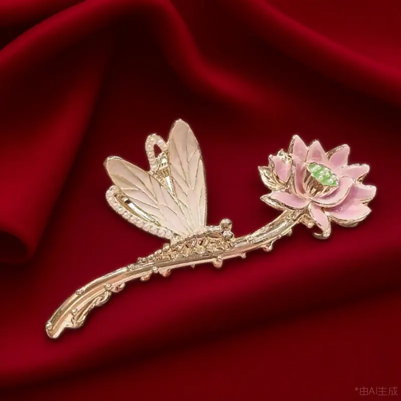 

Заколка для волос в форме бабочки/цветка, декоративная, в китайском стиле, с лотосом, для женщин