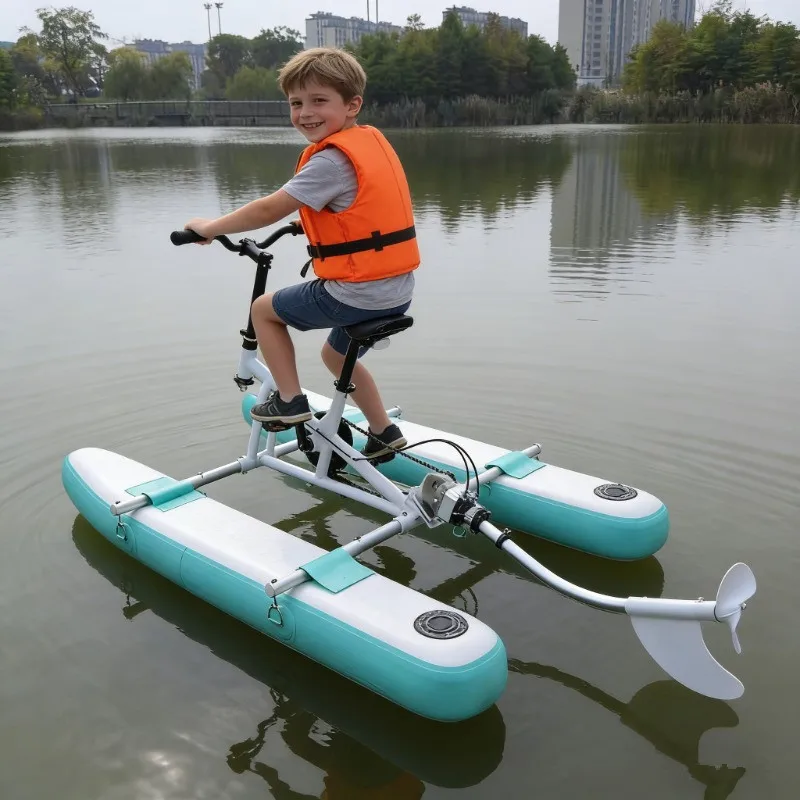 Eco-Friendly Inflatable Pedal-Driven Bike For Kids-Commercial-Grade PVC Magnesium Alloy Ride-On Watercraft For Eco-Lakes
