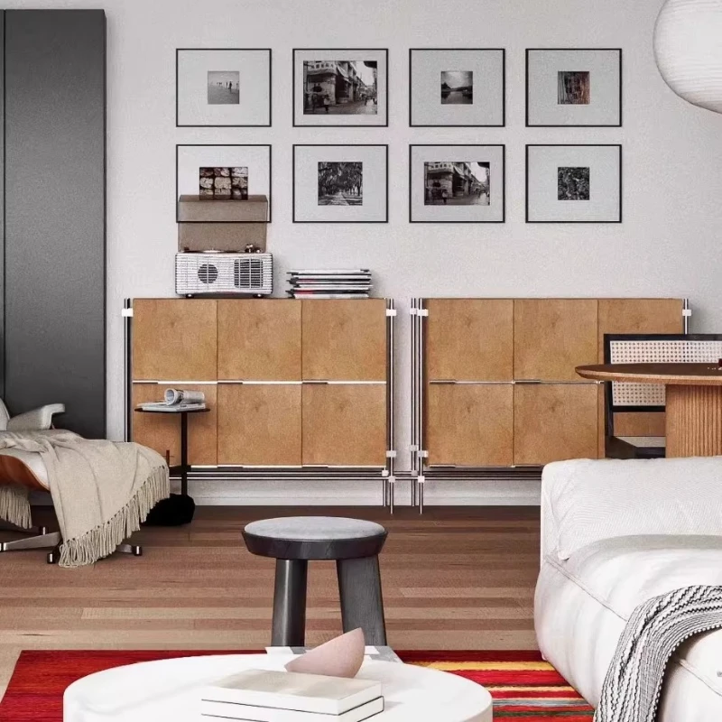 

Log Wind Bucket Cabinet Ocean Board Storage Retro Optical Axis Floor Cabinet Locker Coffee Corner Meal