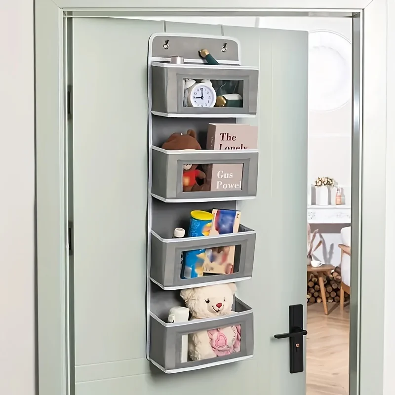 1pc Baby Product Storage Hanging Bag Four Grid Hanging Storage Bag Children\'s Products Toy Storage Door Frame Hanging Bag