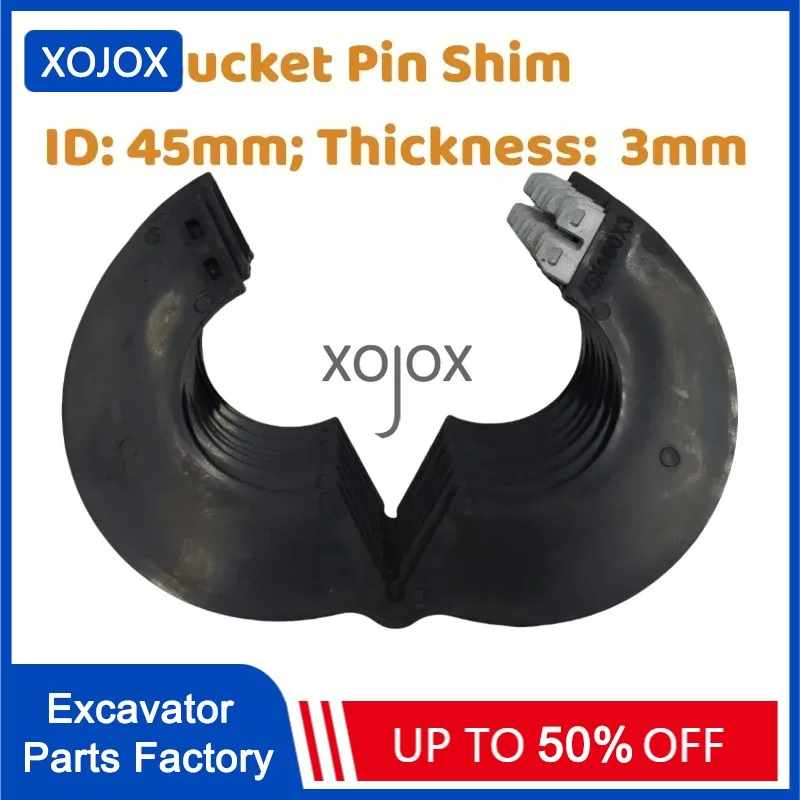 XOJOX 8pcs For Mini Excavator Loader Skid Steer 45mm Excavator Bucket Pin Shim Kit Thickness 3mm Detachable Excavator Parts