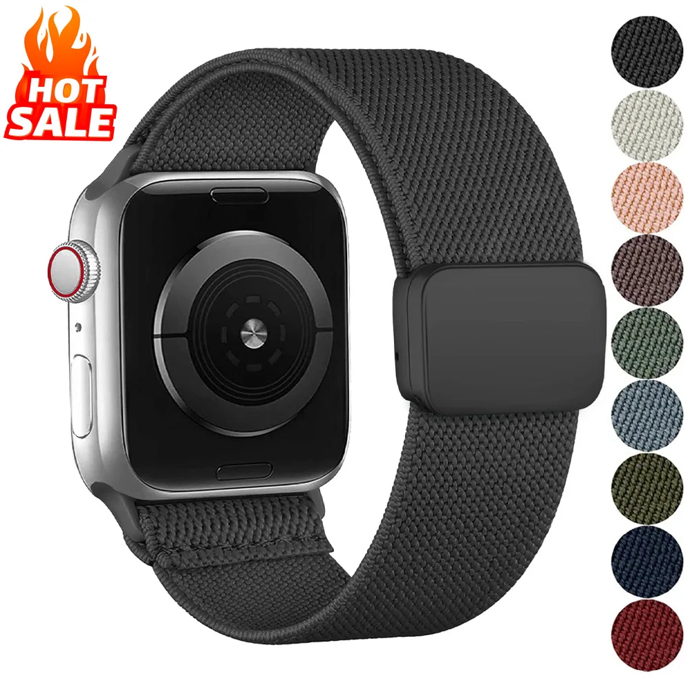 Strap For Apple Watch Band 45mm 44mm 40mm 49mm 41mm 38mm Scrunchie Nylon Magnetic Loop bracelet iwatch Ultra 2 Series 9 3 7 8 se