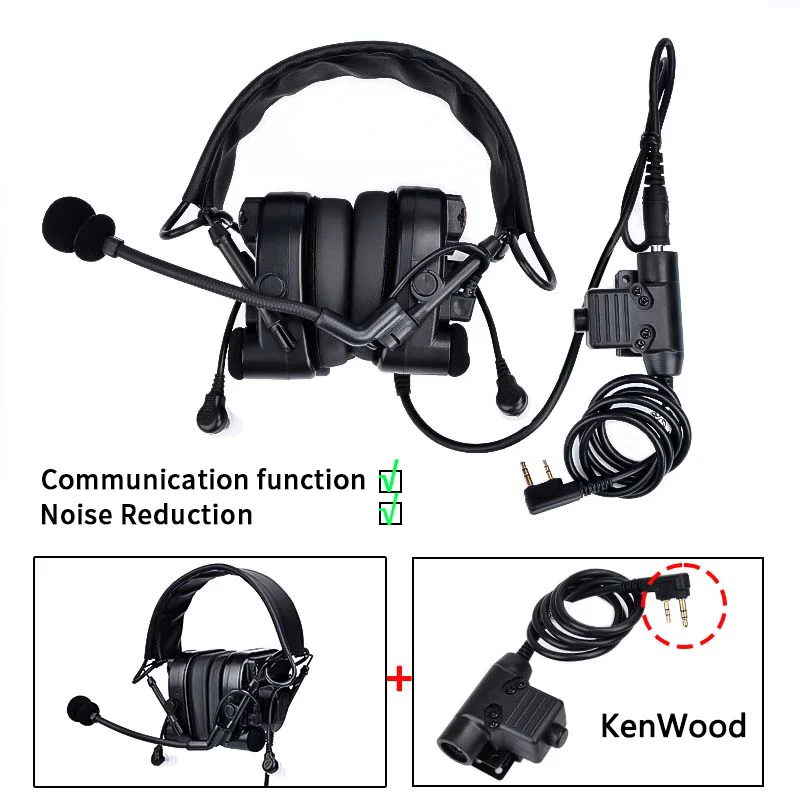WADSN Tactical Com IV C4U Headset Hoofdtelefoon Gehoorbescherming Ken Schieten Koptelefoon Militaire ruisonderdrukking communicatie