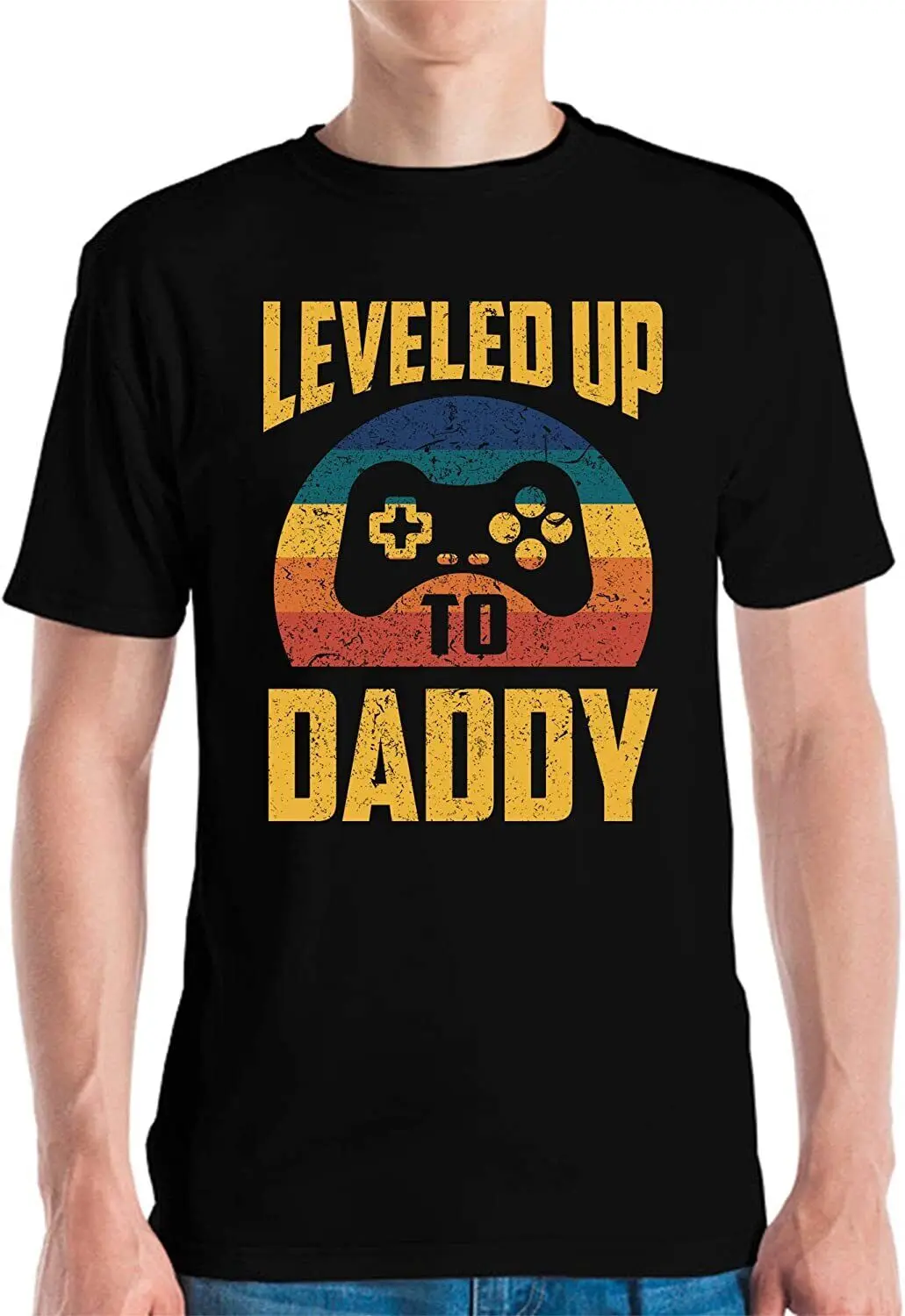 Funny Leveled Up to Daddy Dad Soon to be Father Gamer Gaming T-Shirt for Men