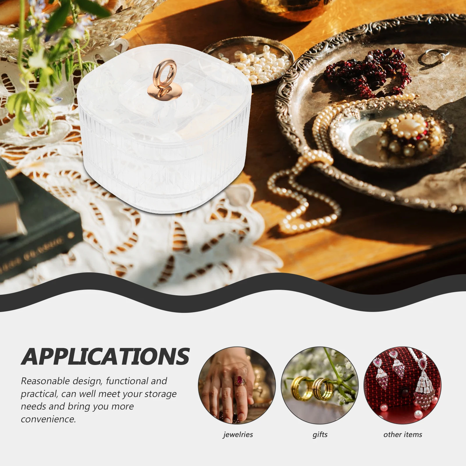 

Transparent Jewelry Box Wedding Compartment Organiser Storage Case Organizer Stackable Small Travel Earrings Holder