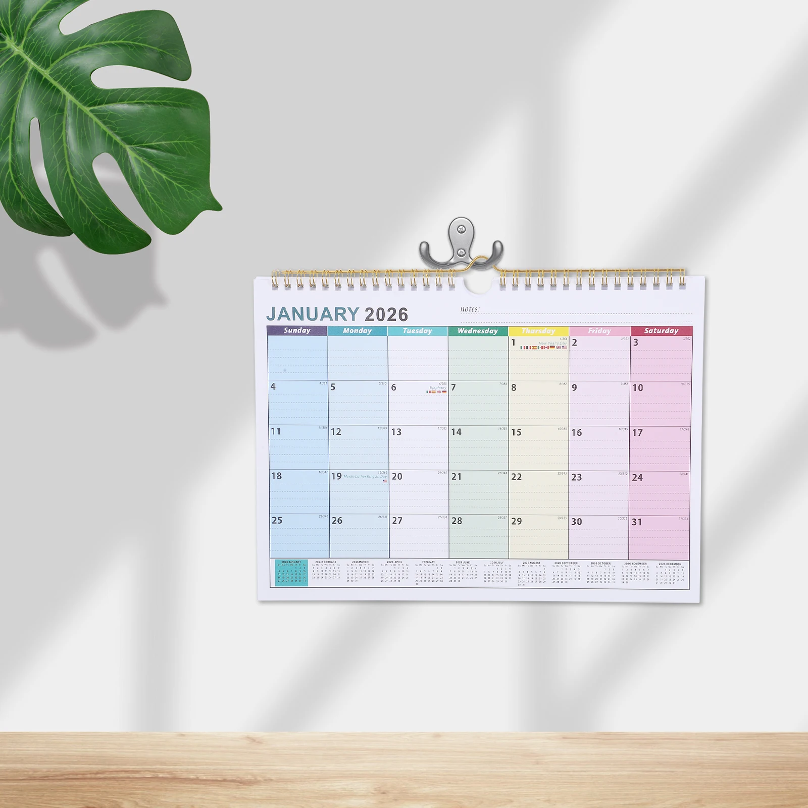 

Hanging Wall Calendar 18 Months from Jan 2026 Aesthetic Vertical Display for Daily Planning - Office Home Organizer Paper