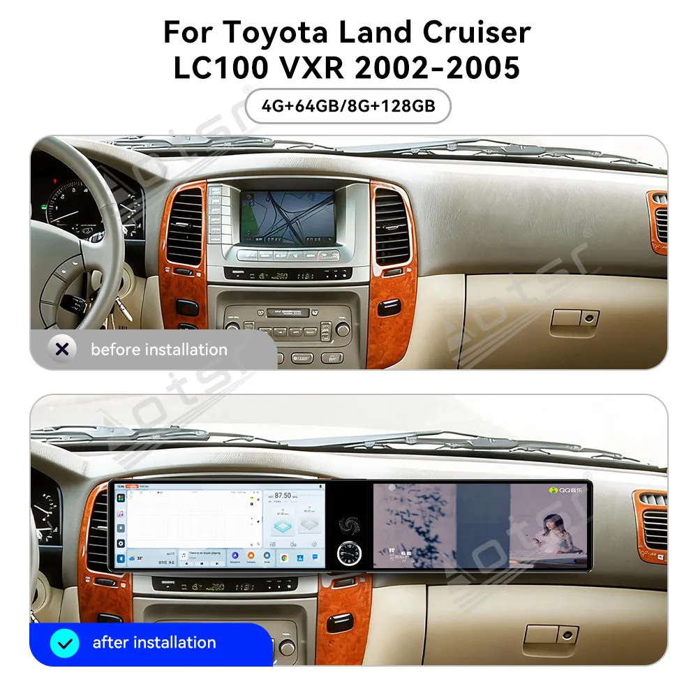 

Двухэкранный сенсорный мультимедийный проигрыватель 12.3'' на Android 13 для Toyota Land Cruiser LC100 VXR 2002-2005, навигационная система, стерео-головное устройство
