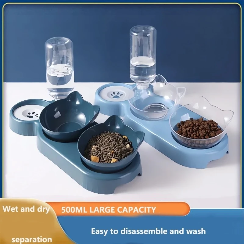 

Pet Cat Bowl Automatic Feeder 500ML Cat Feeder Bowl With Dog Water Bottle Automatic Drinking Pet Bowl Cat Food Bowl Pet Waterer