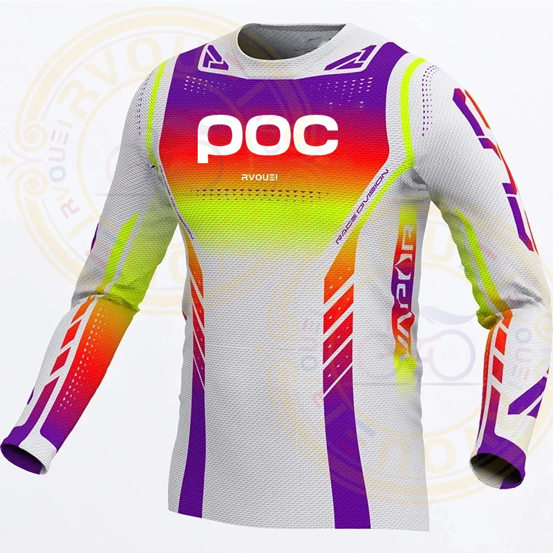 RVOUEI POC Cycling Motocross Jersey Downhil Mountain Bike DH Shirt MX Motorcycle Clothing for Boys MTB Short T-Shirt mtb jersey