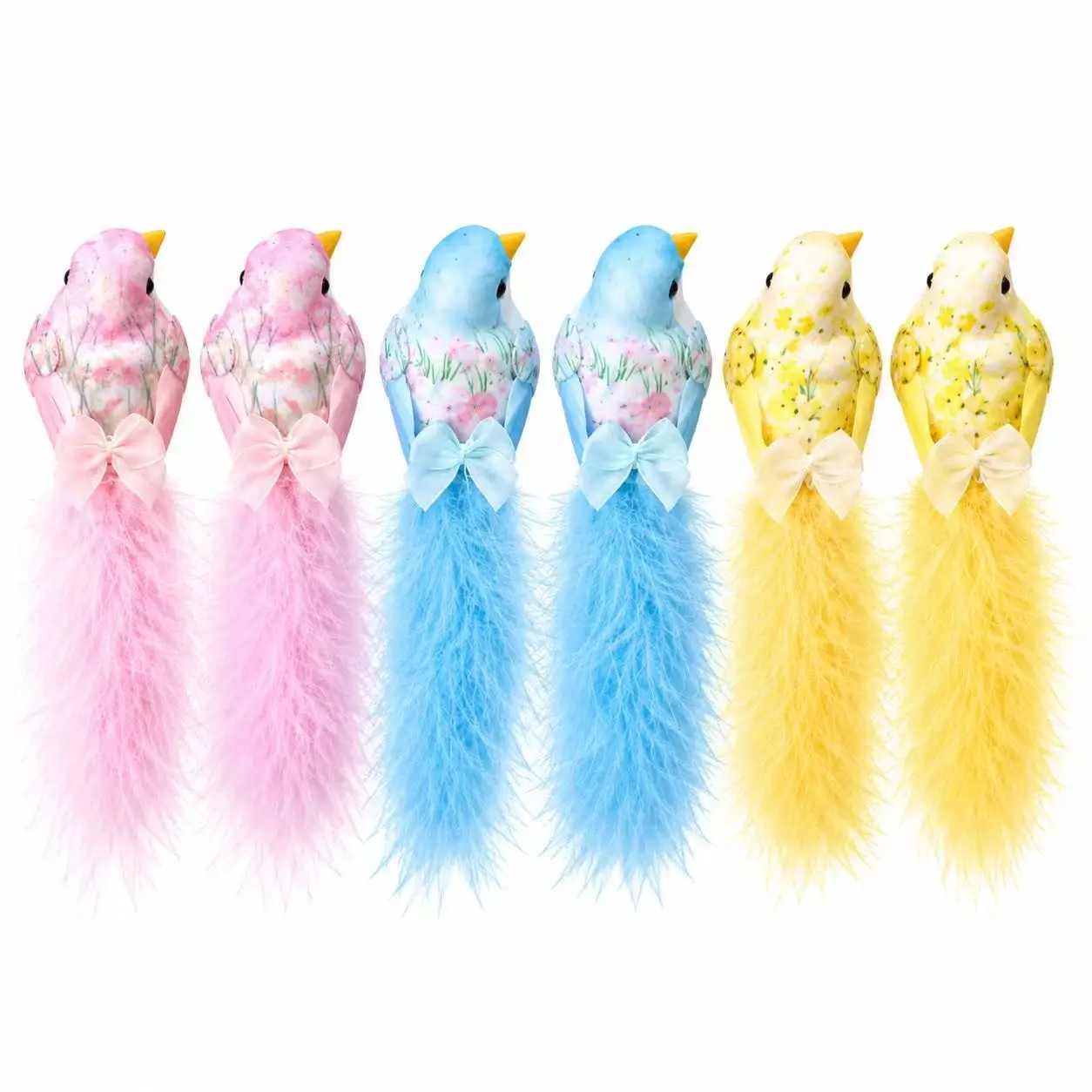 6 PCS Decorative Birds, Artificial Feather Birds with Clips, Colorful Fake Birds for Spring Easter Home Wedding Party Decor