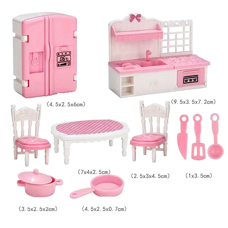 4/7/10/11Pcs Miniature Dollhouse Furniture Accessoies Kid Toys Kitchen Bedroom Living Room Bathroom Cooking Things For Doll Game