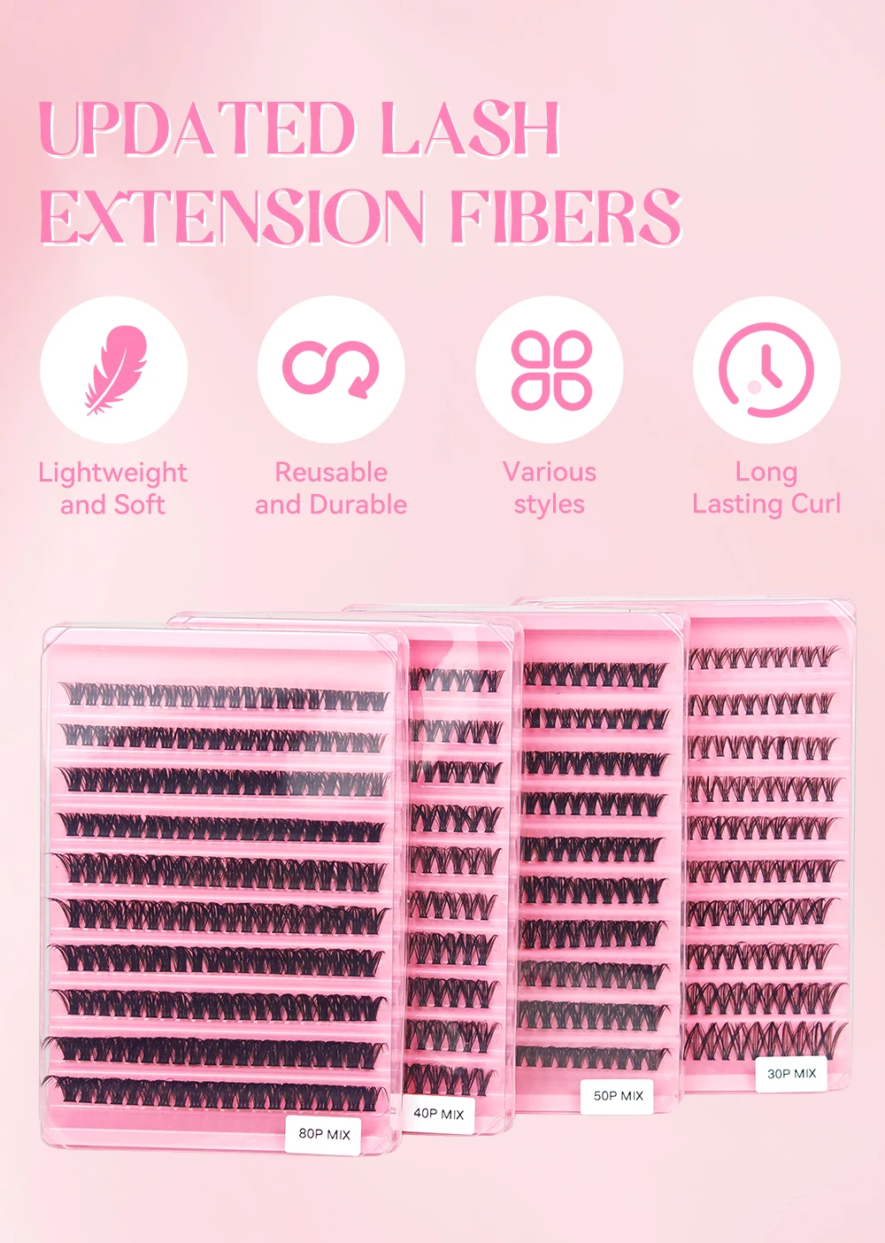Yelix DIY Cluster-Wimpern 30D 40D 50D 80D Natürlich Flauschig Wiederverwendbar Großhandel für Schönheitssalons, Händler, Profis, Make-up – Detail 3