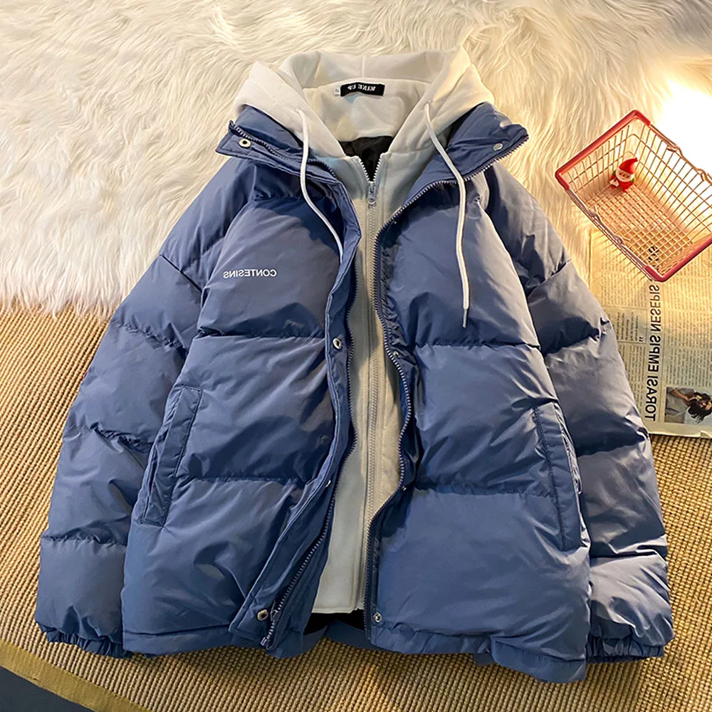 Doudoune à capuche zippée rétro pour hommes, manteau d\'optique d\'hiver, vêtements rembourrés en coton, parkas de rue, nouvelle tendance américaine,