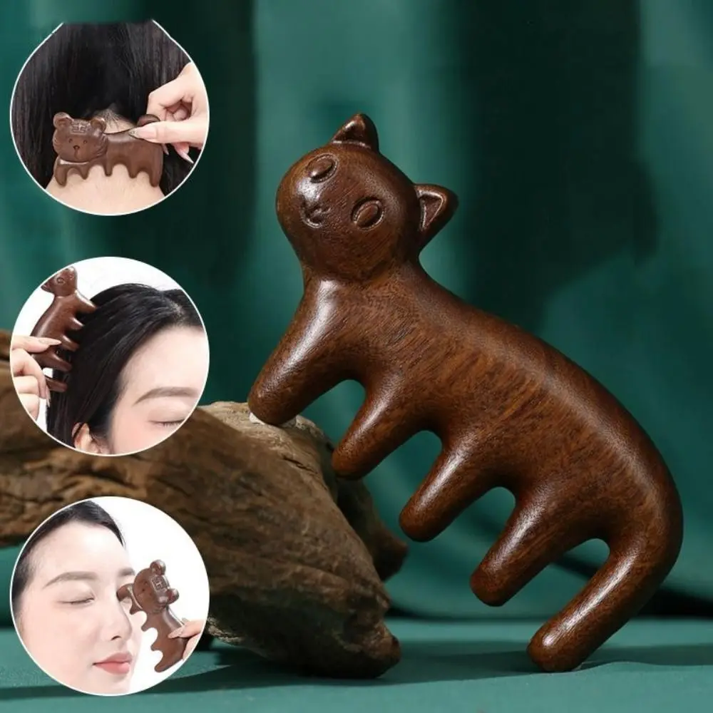 Sandalwood Body Meridian Massage Comb Animal Shaped Wide Tooth Wood Massage Comb Anti-static Tool Meridian Combs