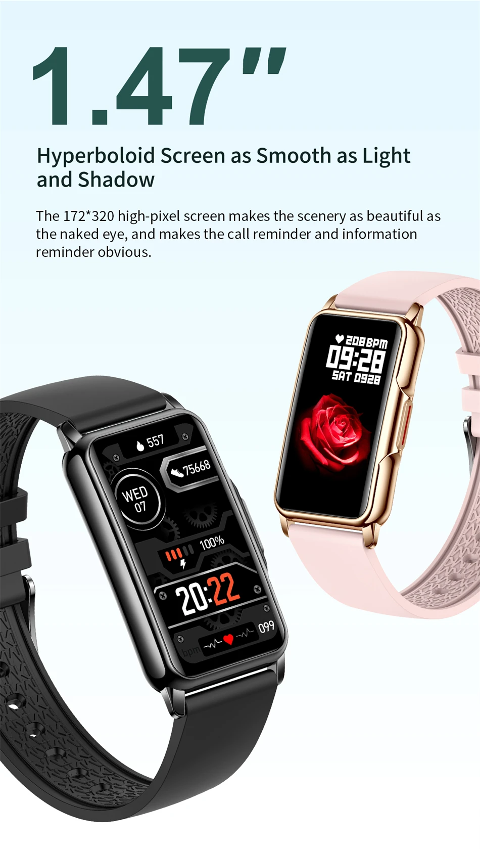 LIGE Smartwatch für Damen und Herren, 1,47-Zoll-Vollbild-Touchscreen, Sport-Fitness-Tracker, wasserdicht, Damen-Smartwatch 2026 für Android und iOS – Detail 3