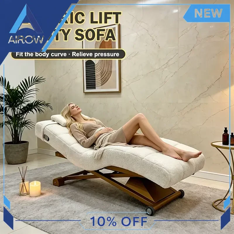 for Electric Massage Table Curved Portable Foldable Stainless Steel Synthetic Leather Beauty Salon Spa Bed Professional Use