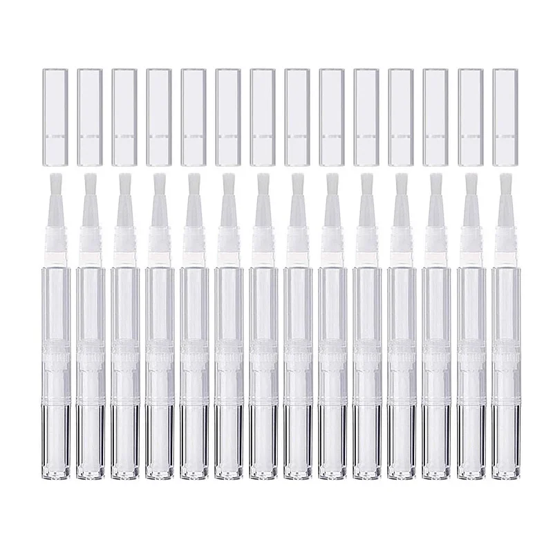 100 pçs 3ml caneta de óleo de unhas vazia com escova canetas de torção transparente caneta de óleo de cutícula portátil recipiente cosmético caneta tubo de brilho labial