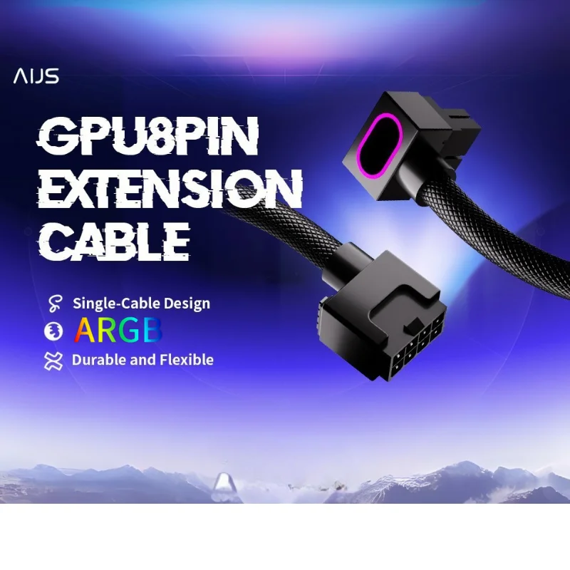 AIJS 8PIN GPU Extension Cable with ARGB Aura Sync, Graphics Card Connection One-Wire Exclusive Design, Computer Power Cables