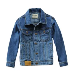 Boys' Denim Jacket Spring/Summer Solid Design Kids Casual Jean Coat For Children's 4-14 Years Cowboy Outwear